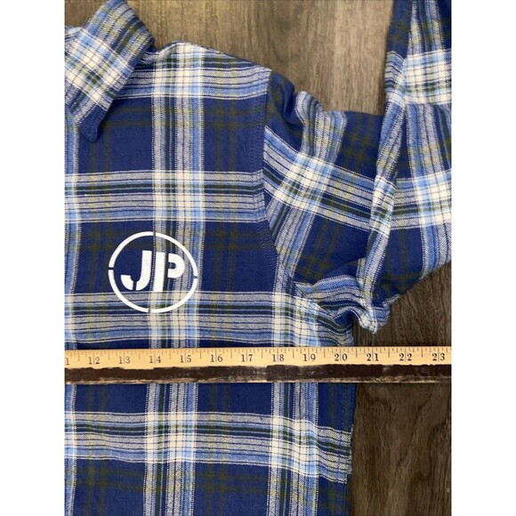 Backpacker J.P. TYLER,TEXAS 2013 Flannel Blue Plaid Long Sleeve Shirt  Medium - Picture 9 of 16